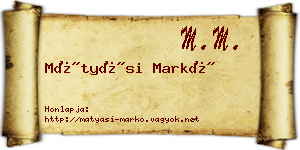 Mátyási Markó névjegykártya